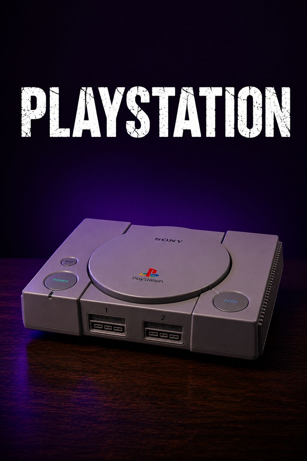 PlayStation 1 console on dark background