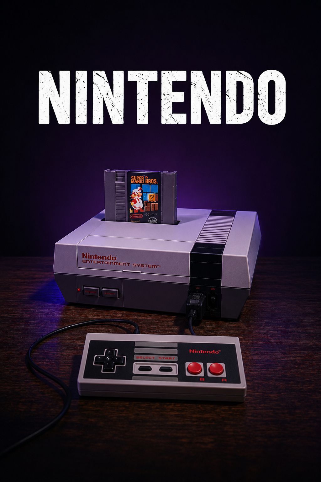 Nintendo Entertainment System with Super Mario Bros cartridge and controller